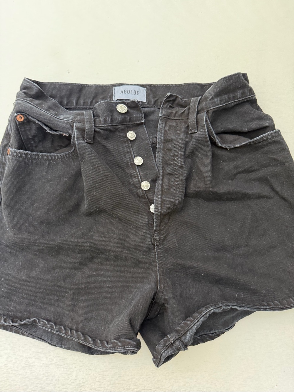 AGOLDE Black High-Rise Denim Rhonda Shorts